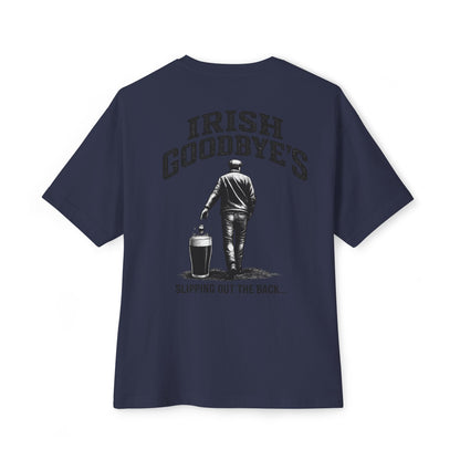 Irish Goodbye Tee — 'Irish Goodbye's: Slipping Out the Back' Oversized Boxy T‑Shirt