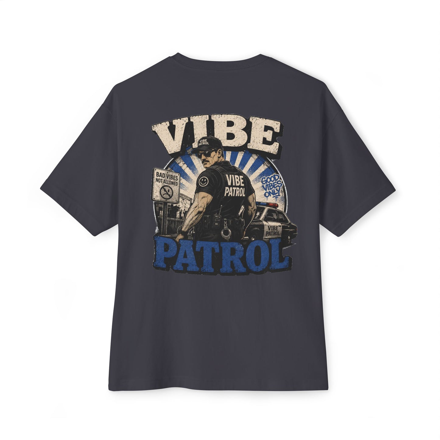 Vibe Patrol Tee — Retro Police Graphic Boxy T-Shirt