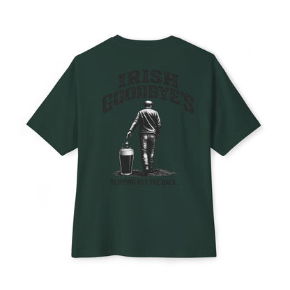Irish Goodbye Tee — 'Irish Goodbye's: Slipping Out the Back' Oversized Boxy T‑Shirt