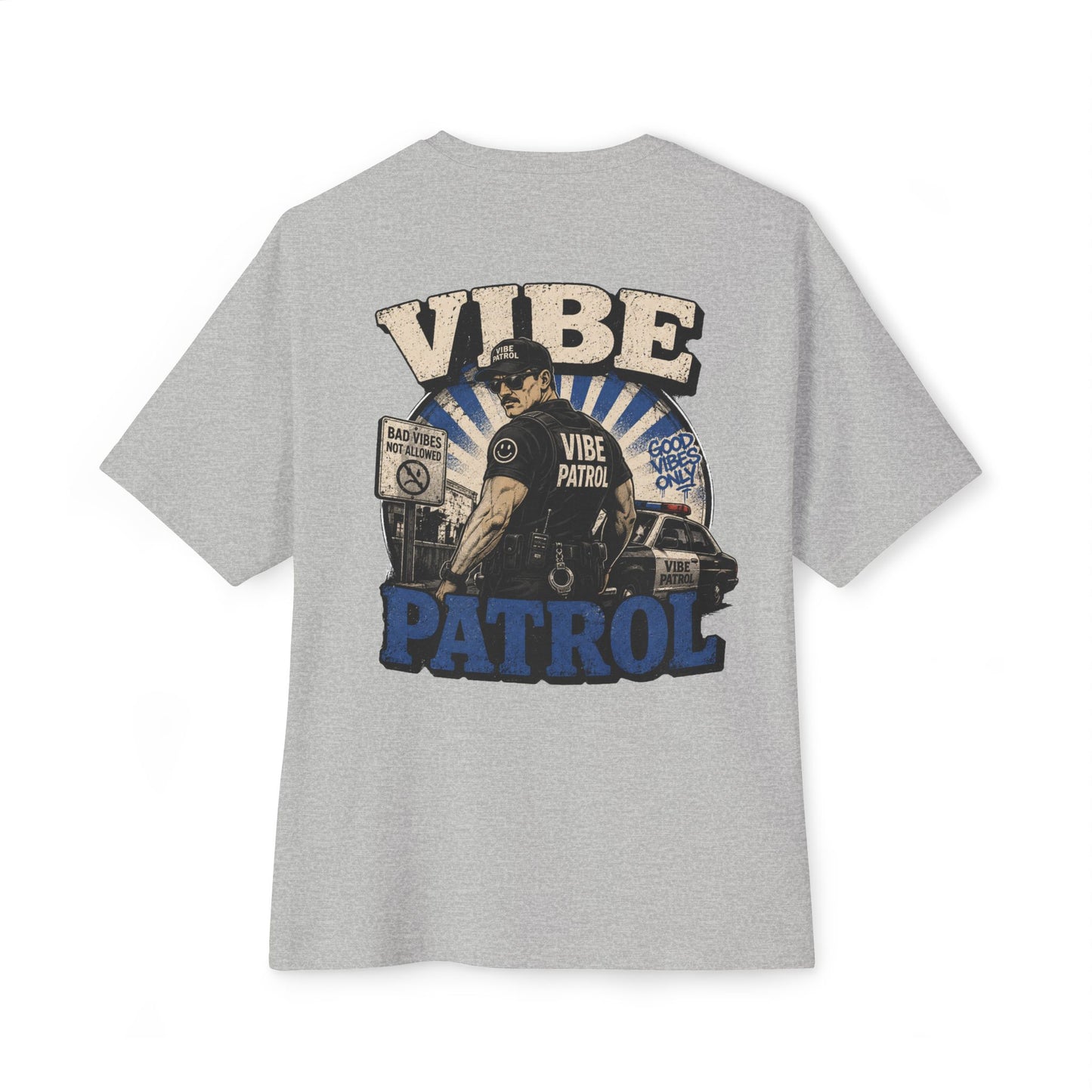 Vibe Patrol Tee — Retro Police Graphic Boxy T-Shirt