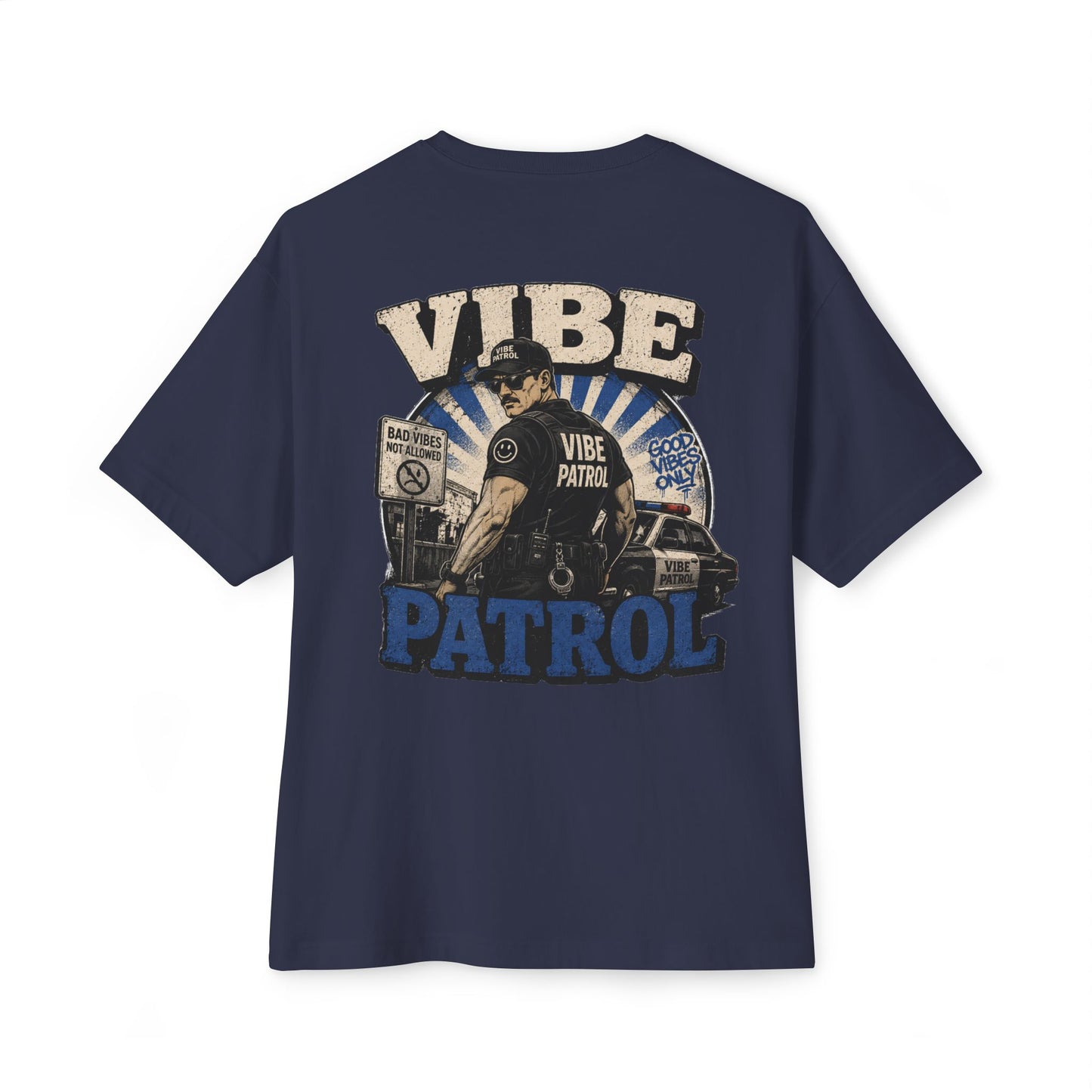 Vibe Patrol Tee — Retro Police Graphic Boxy T-Shirt
