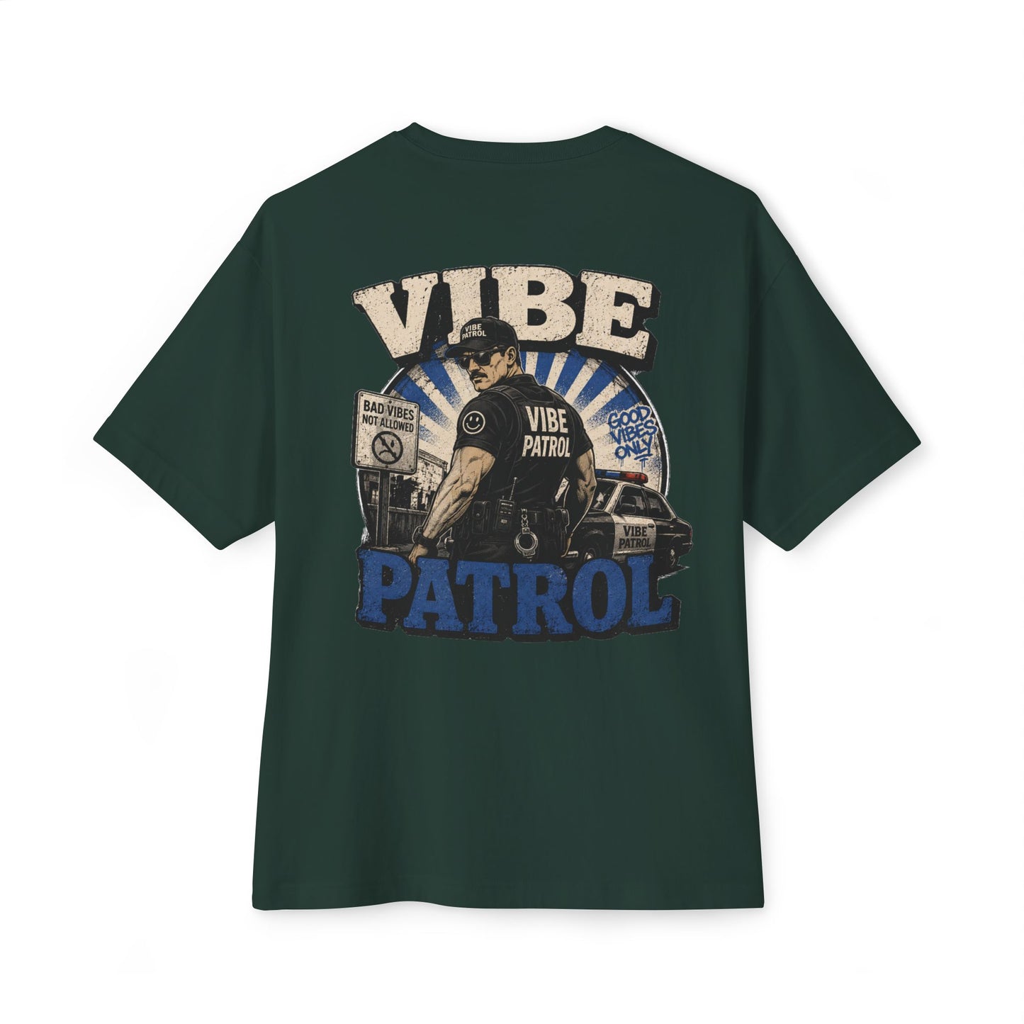 Vibe Patrol Tee — Retro Police Graphic Boxy T-Shirt