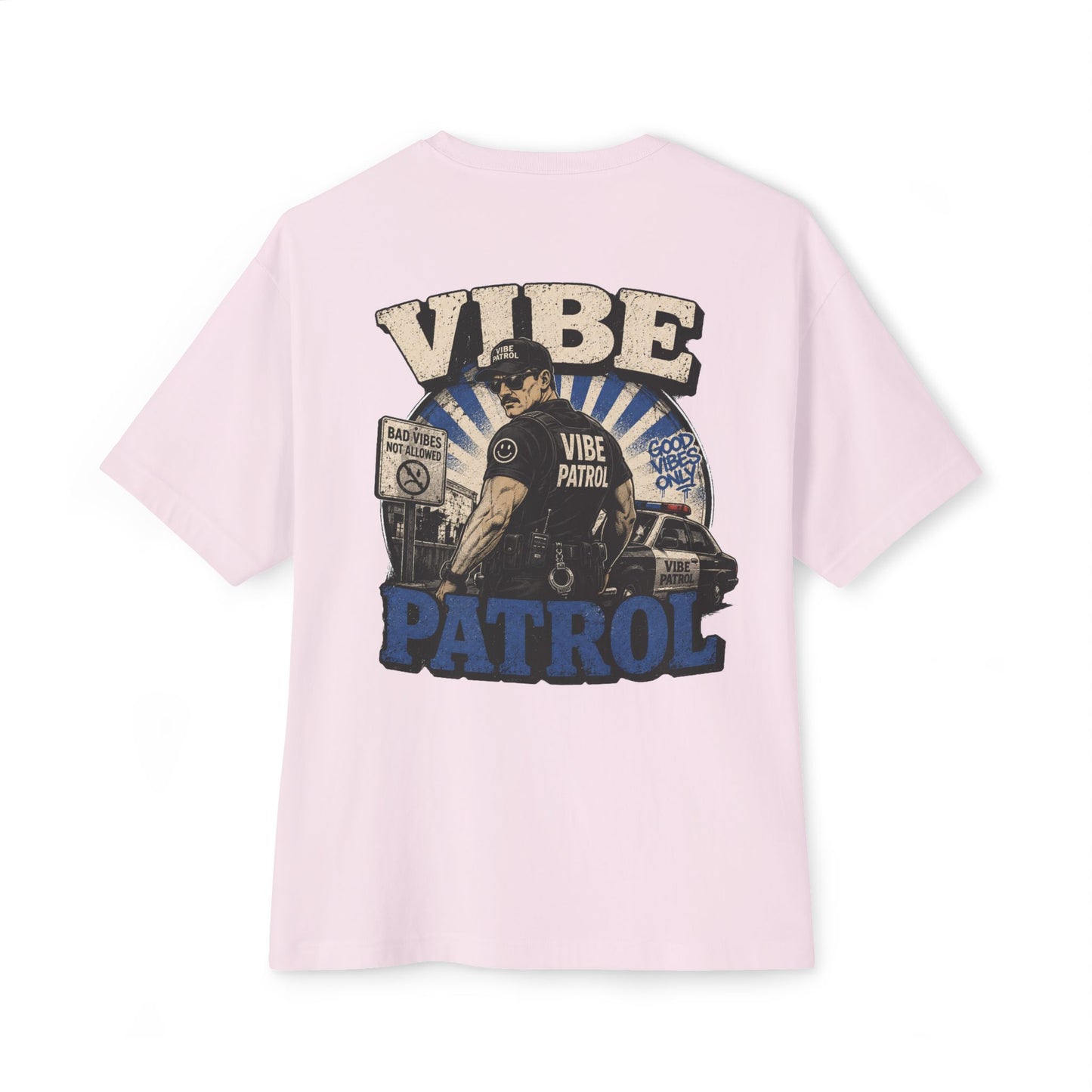 Vibe Patrol Tee — Retro Police Graphic Boxy T-Shirt