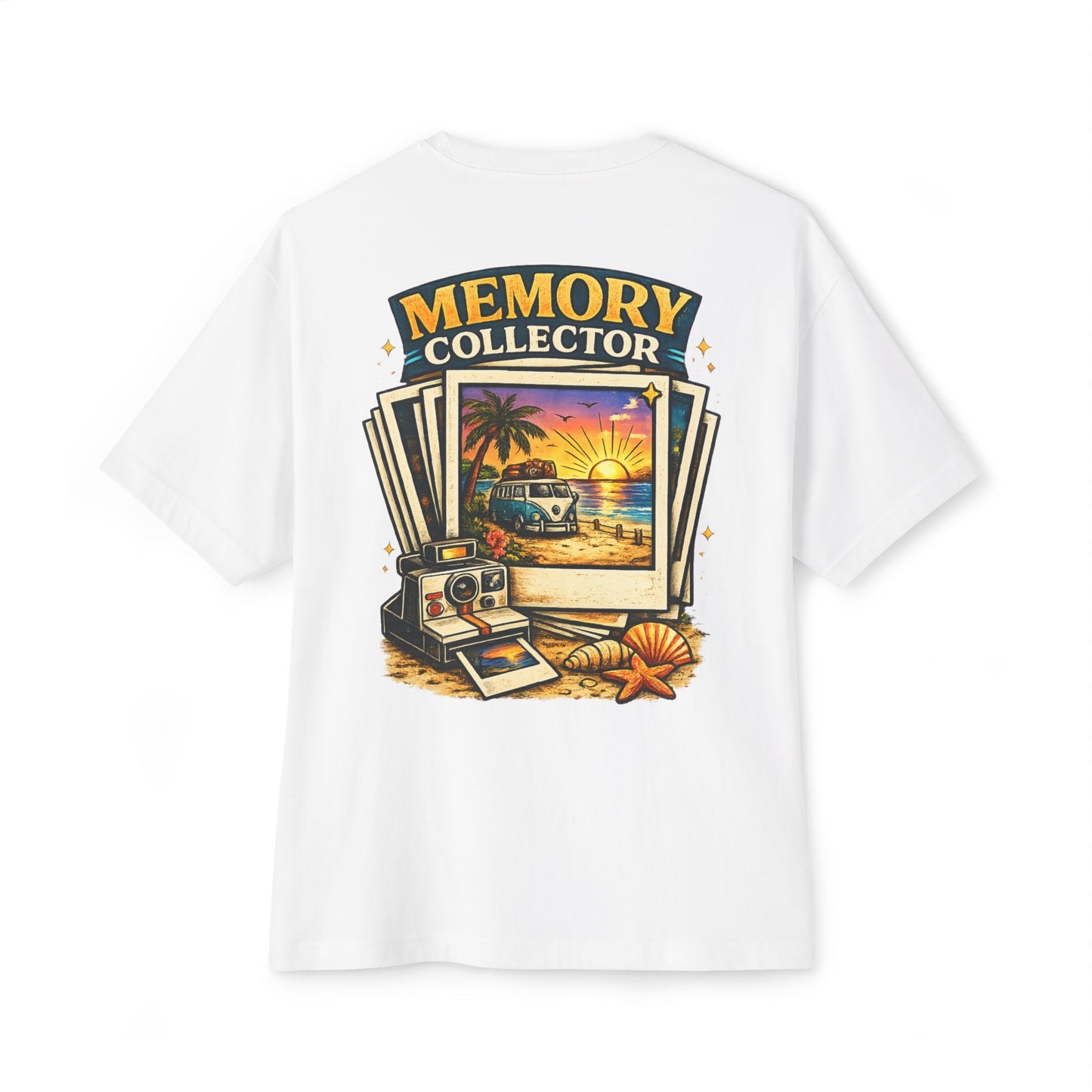 Memory Collector Tee — Vintage Polaroid Beach Graphic T-Shirt