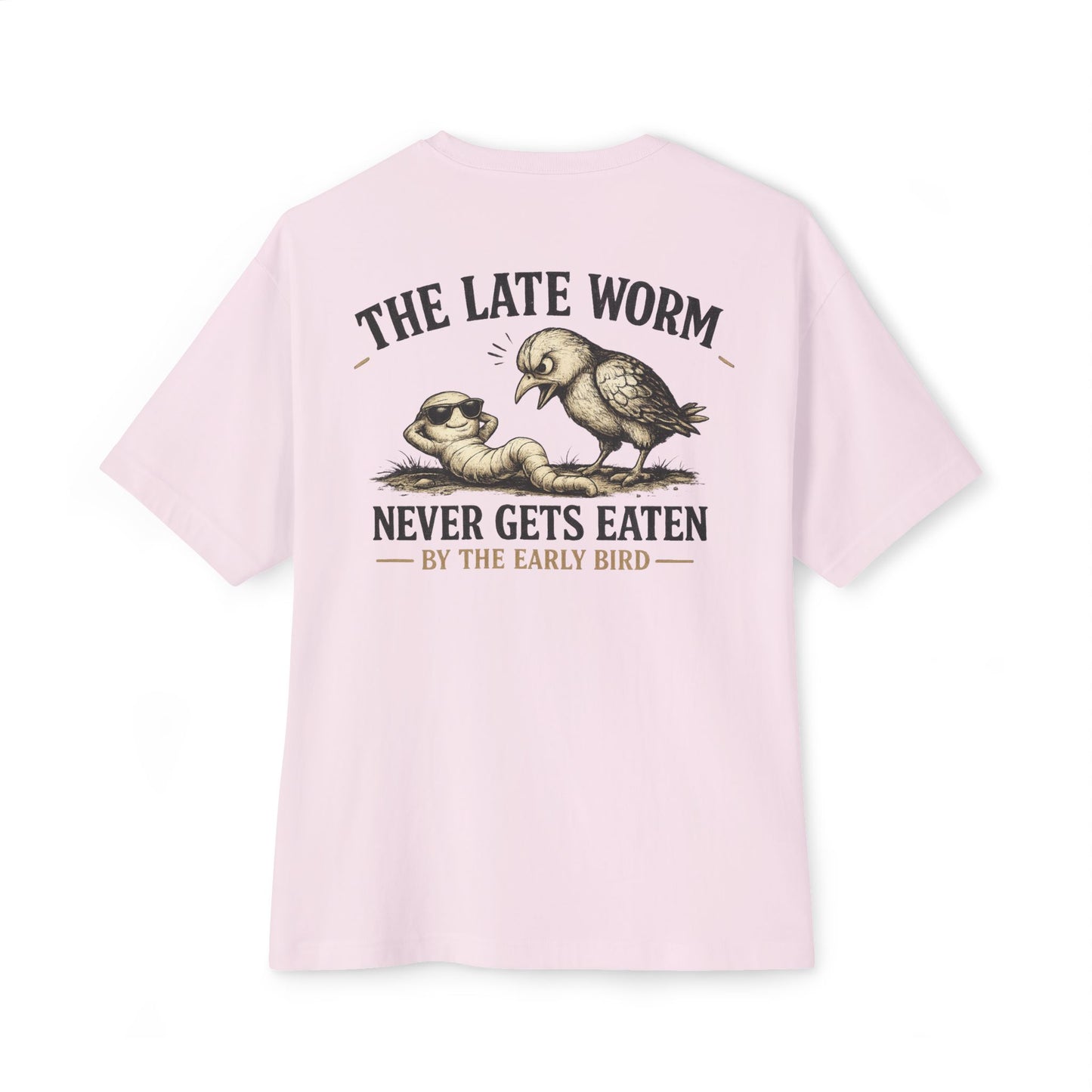 Graphic Tee — “The Late Worm Never Gets Eaten” Vintage Bird & Worm Illustration