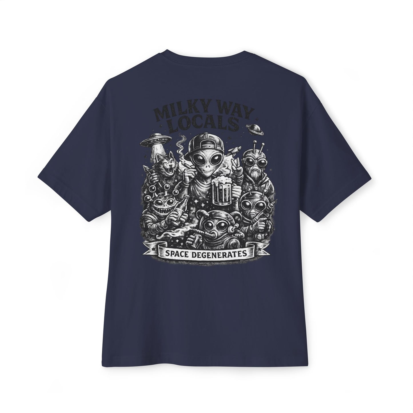Milky Way Locals Graphic Tee — 'Space Degenerates' Alien Back Print