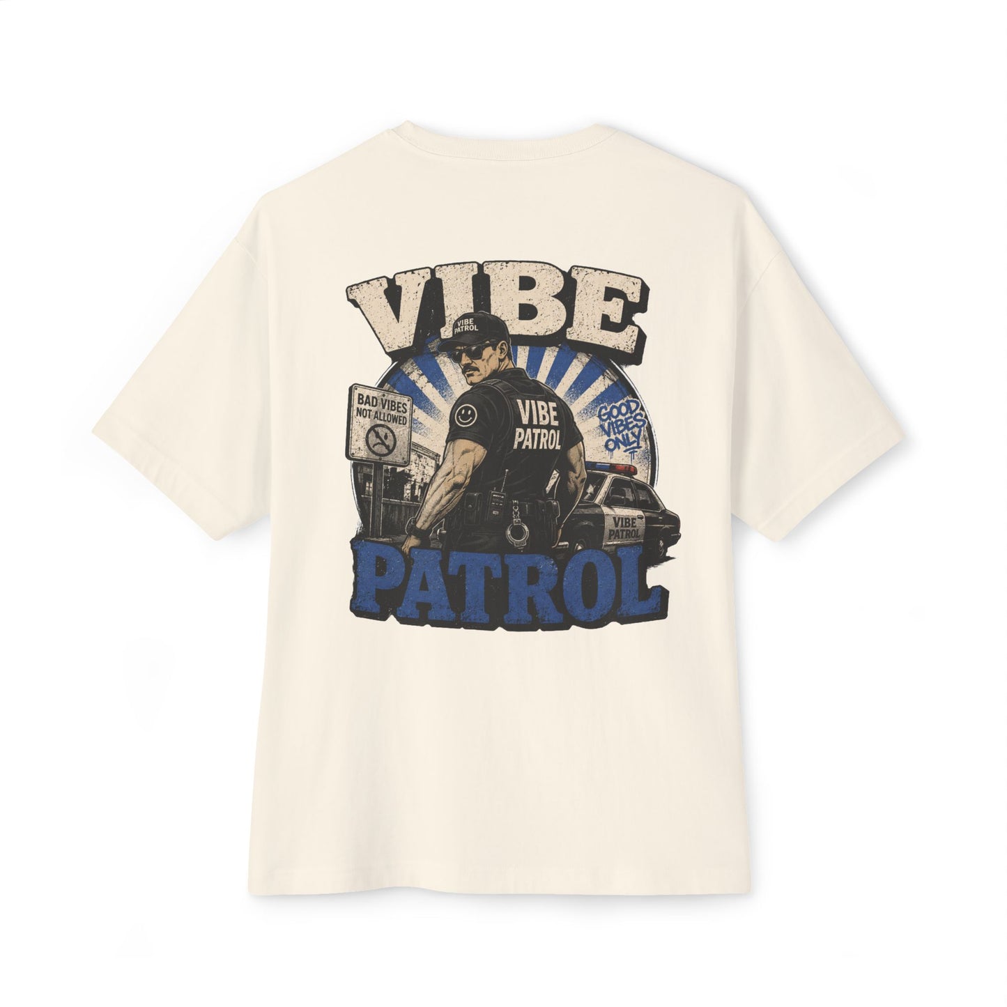 Vibe Patrol Tee — Retro Police Graphic Boxy T-Shirt