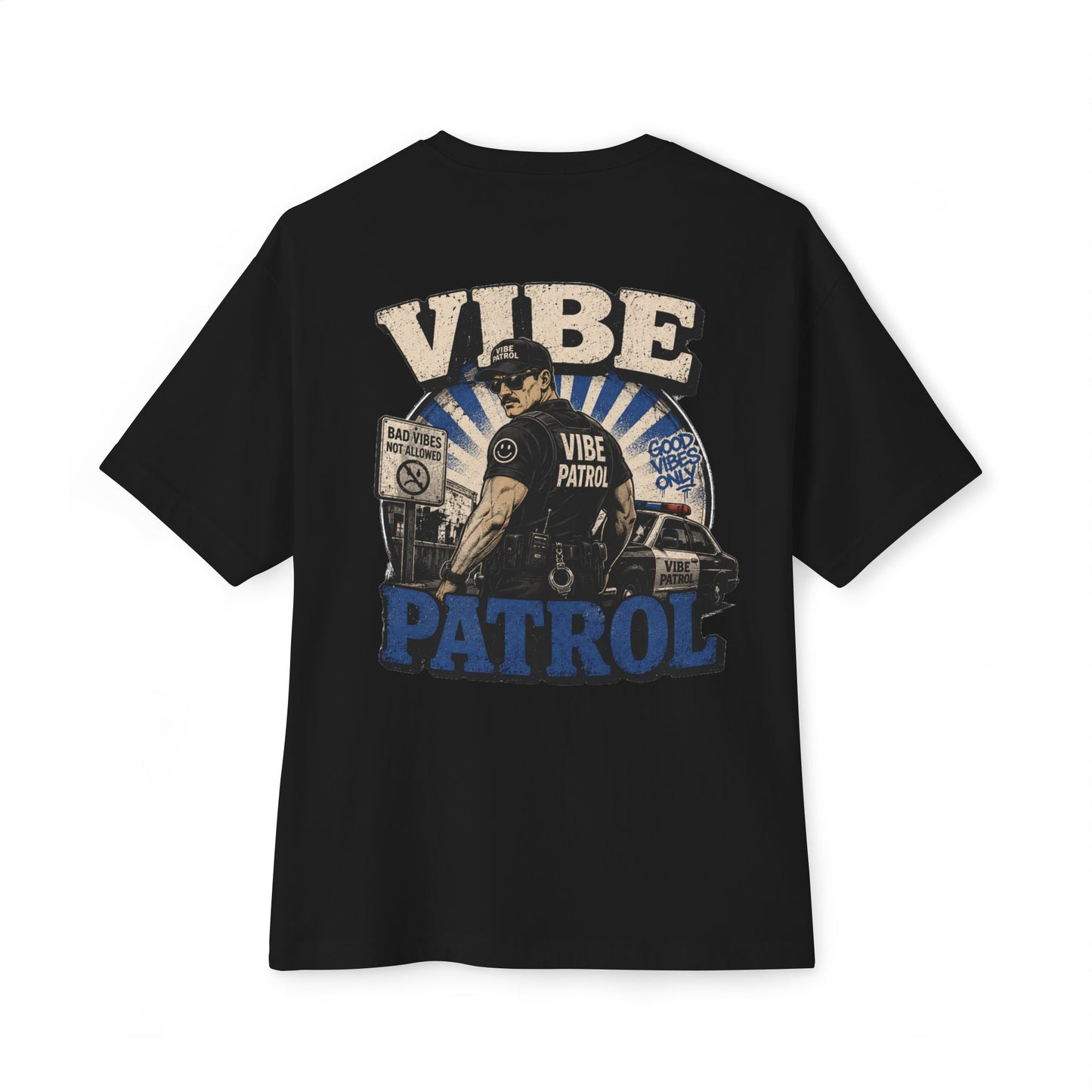 Vibe Patrol Tee — Retro Police Graphic Boxy T-Shirt