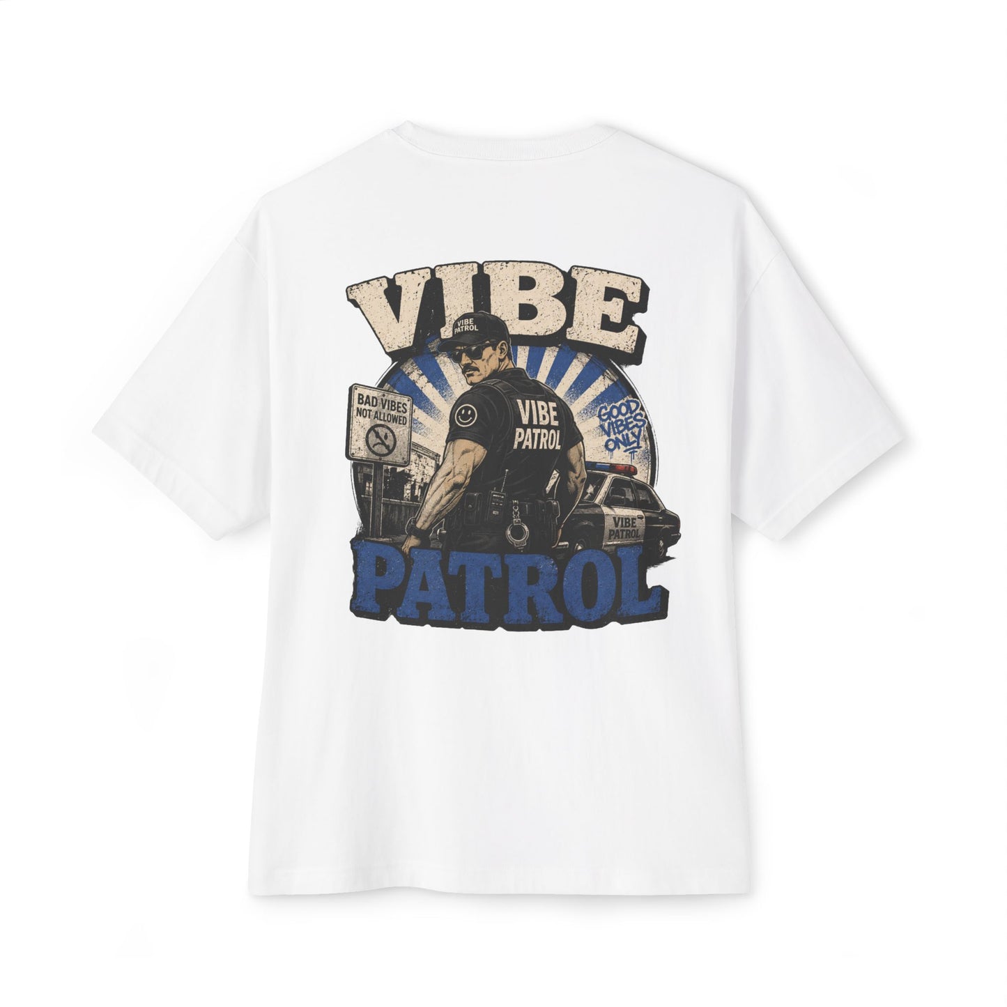 Vibe Patrol Tee — Retro Police Graphic Boxy T-Shirt