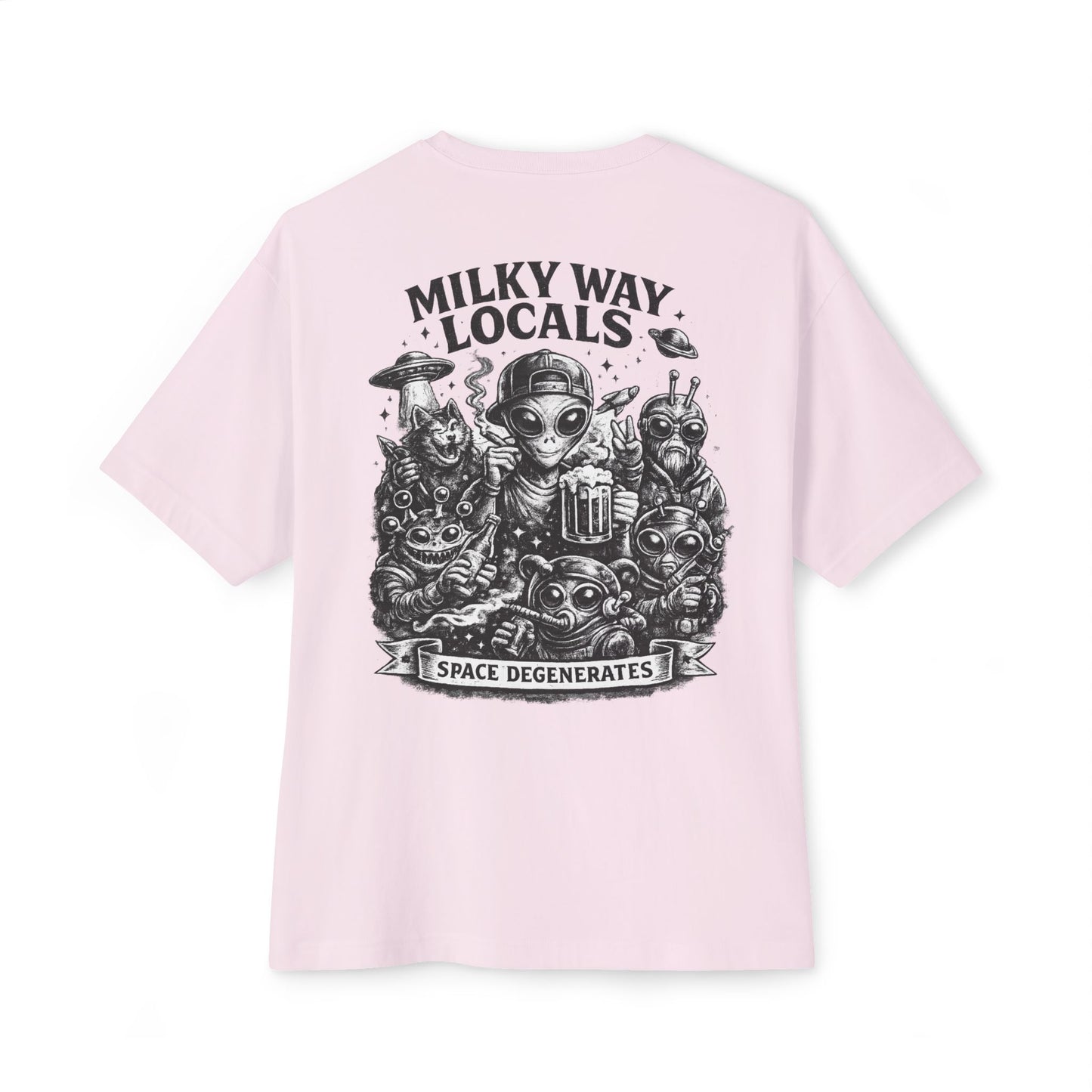 Milky Way Locals Graphic Tee — 'Space Degenerates' Alien Back Print
