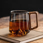 Guanshan Glass Single-Layer Side Wooden Handle Drinking Cups Household Large-Capacity Milk Tea Juice Single-Layer Cup Kitchen Gadgets