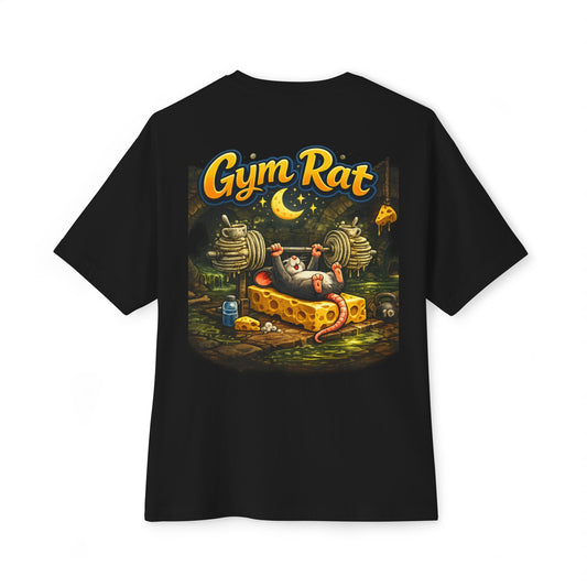 Gym Rat Tee — Cute Rat Weightlifting Graphic Oversized T-Shirt