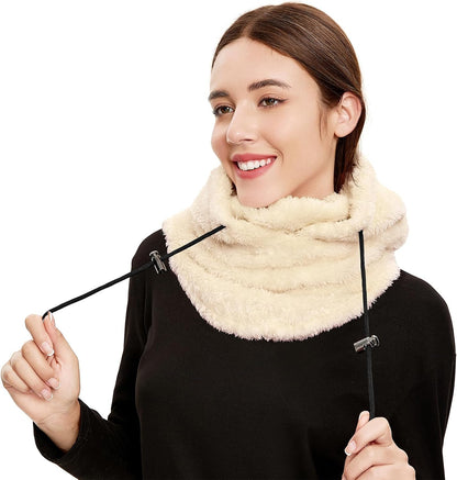 Fleece Balaclava Fuzzy Ski Mask for Women Warm Winter Hats for Women Ski Face Cover Integrated Ear Protection Windproof