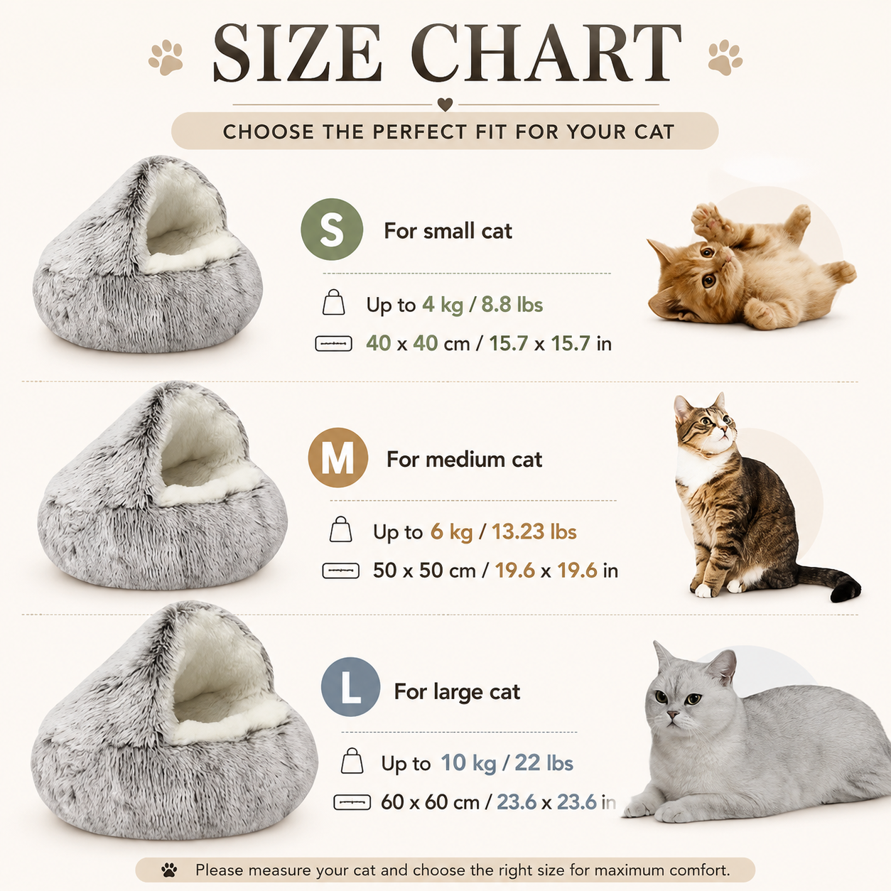 2-in-1 Plush Cat Bed & Cozy Pet Cave – Ultra-Soft Warm Sleeping Nest for Cats, Kittens & Small Dogs