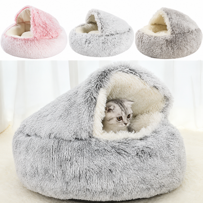 2-in-1 Plush Cat Bed & Cozy Pet Cave – Ultra-Soft Warm Sleeping Nest for Cats, Kittens & Small Dogs