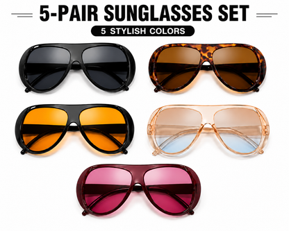 5 Pairs Y2K Street Style Women'S Plastic, Trendy Sunglasses