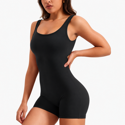 Women's Scrunch Butt Jumpsuit – Tummy Control V Back Sleeveless Workout Romper