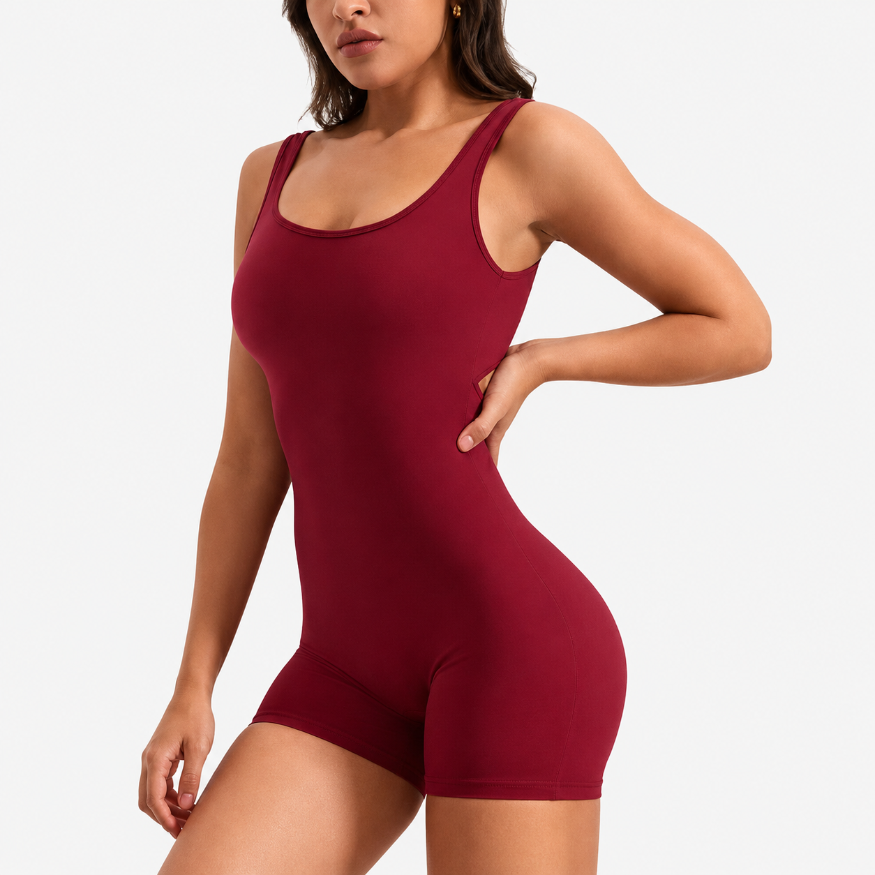 Women's Scrunch Butt Jumpsuit – Tummy Control V Back Sleeveless Workout Romper