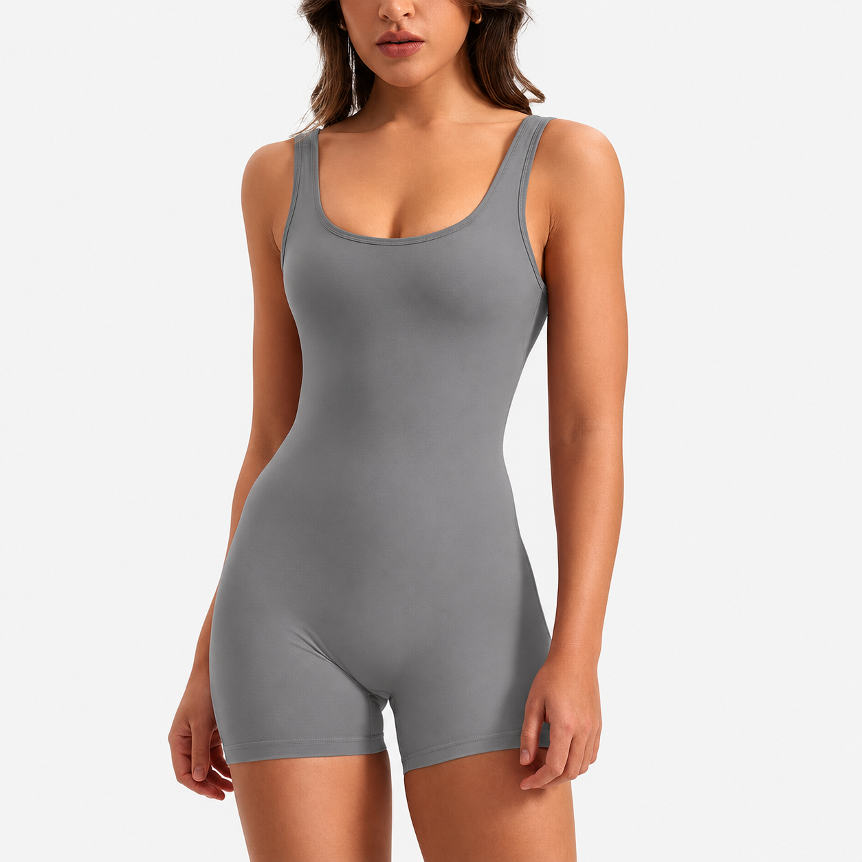 Women's Scrunch Butt Jumpsuit – Tummy Control V Back Sleeveless Workout Romper
