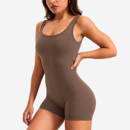 Women's Scrunch Butt Jumpsuit – Tummy Control V Back Sleeveless Workout Romper