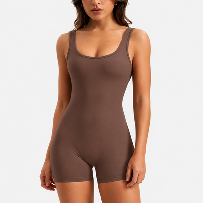 Women's Scrunch Butt Jumpsuit – Tummy Control V Back Sleeveless Workout Romper