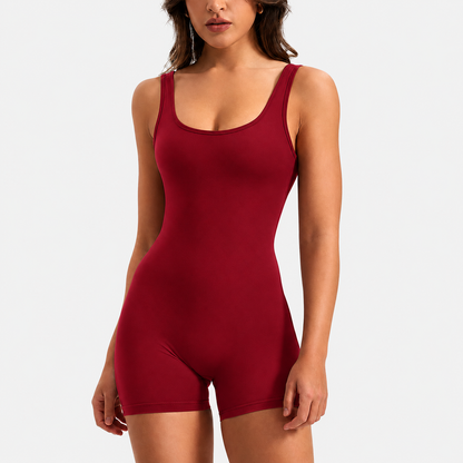 Women's Scrunch Butt Jumpsuit – Tummy Control V Back Sleeveless Workout Romper