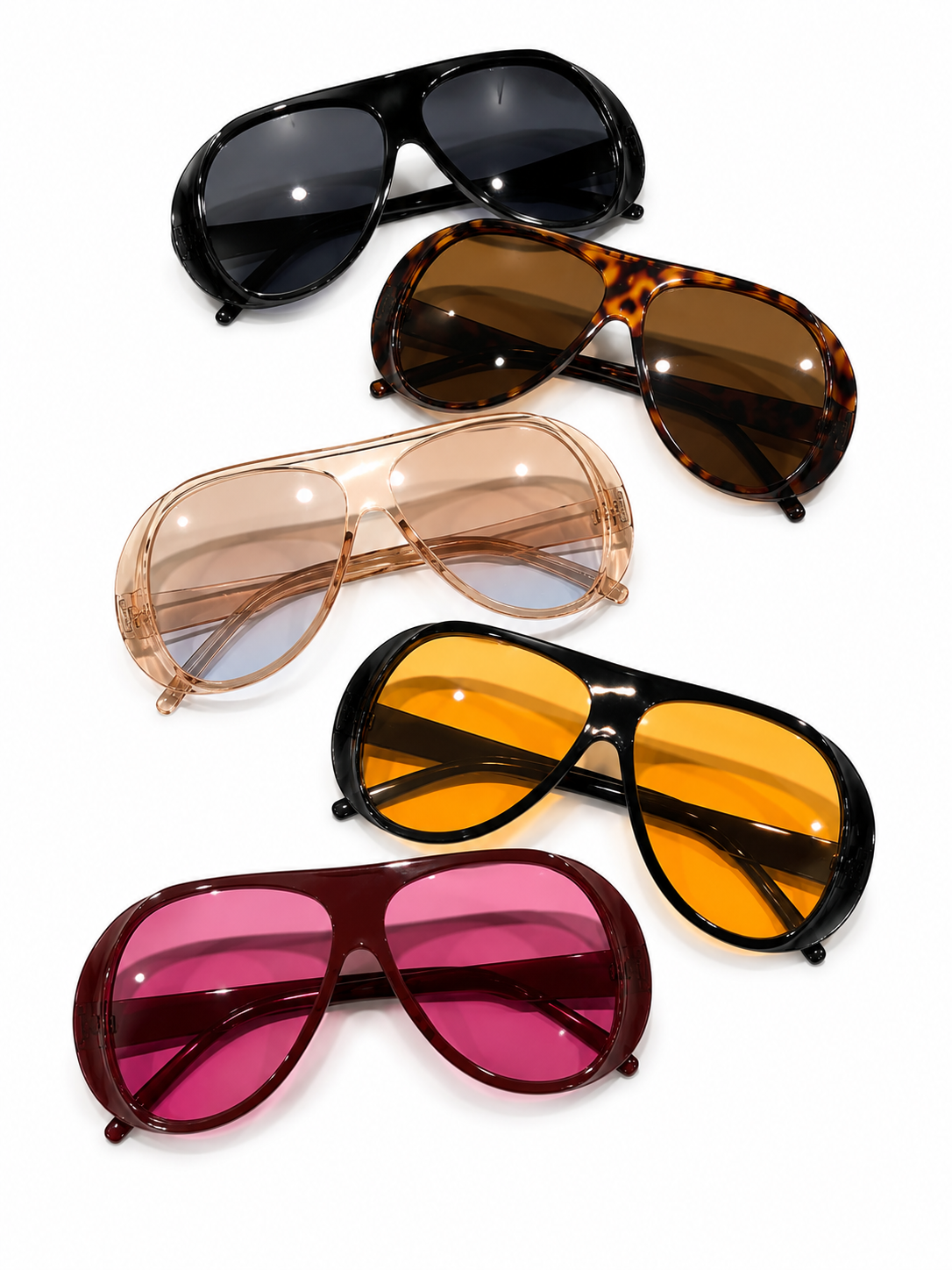 5 Pairs Y2K Street Style Women'S Plastic, Trendy Sunglasses