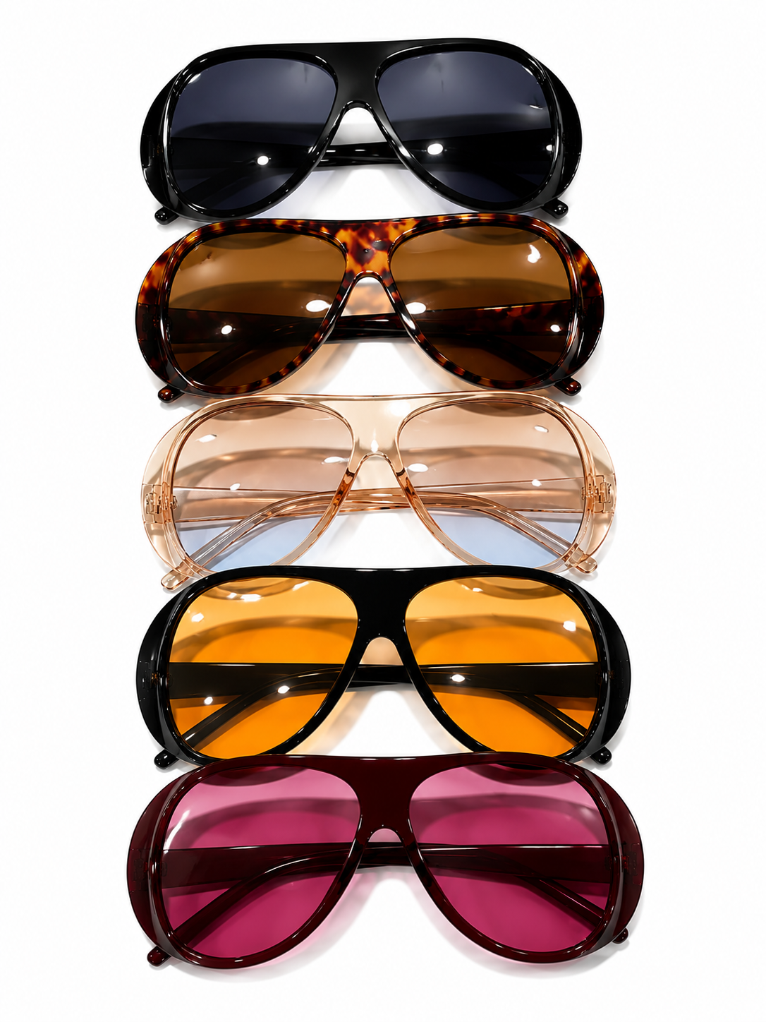 5 Pairs Y2K Street Style Women'S Plastic, Trendy Sunglasses