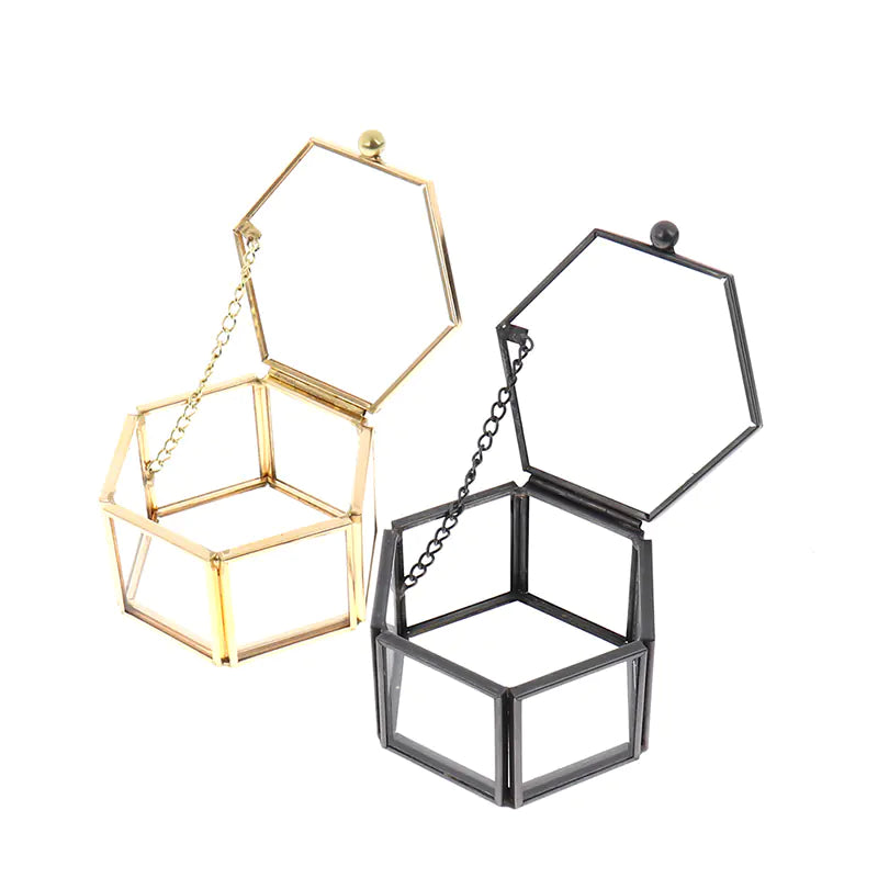 Geometric Transparent Crystal Jewelry Organizer Box