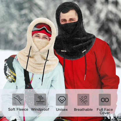 Fleece Balaclava Fuzzy Ski Mask for Women Warm Winter Hats for Women Ski Face Cover Integrated Ear Protection Windproof